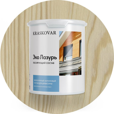 Лессирующая пропитка для древесины Kraskovar «Эко Лазурь», бесцветный 2л 1193