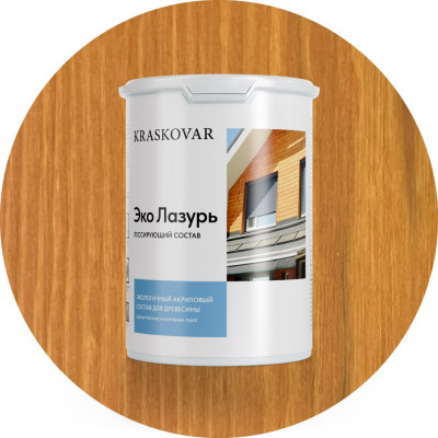 Лессирующая пропитка для древесины Kraskovar «Эко Лазурь», орегон 0,9л 1184