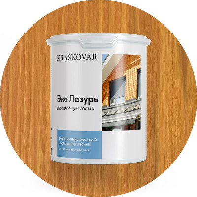 Лессирующая пропитка для древесины Kraskovar «Эко Лазурь», орегон 2л 1198