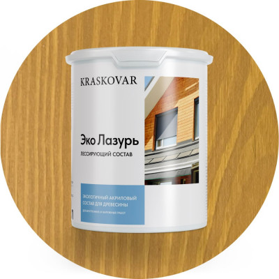 Лессирующая пропитка для древесины Kraskovar «Эко Лазурь», золотой дуб 2л 1196