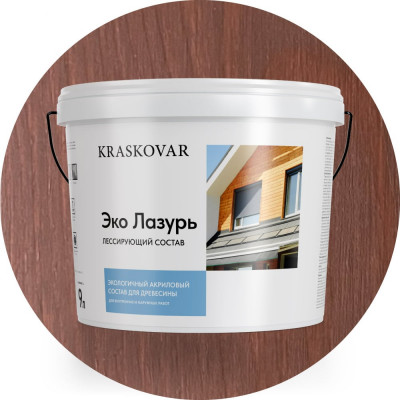 Лессирующая пропитка для древесины Kraskovar «Эко Лазурь», махагон 9л 1218