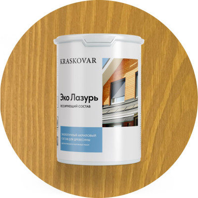 Лессирующая пропитка для древесины Kraskovar «Эко Лазурь», золотой дуб 0,9л 1182