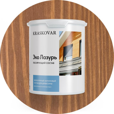 Лессирующая пропитка для древесины Kraskovar «Эко Лазурь», красное дерево 2л 1200