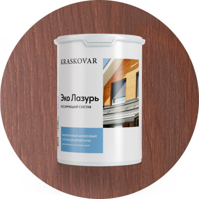 Лессирующая пропитка для древесины Kraskovar «Эко Лазурь», махагон 0,9л 1190