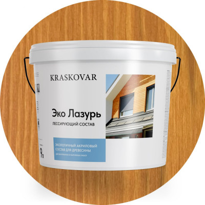 Лессирующая пропитка для древесины Kraskovar «Эко Лазурь», орегон 9л 1212