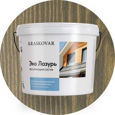 Лессирующая пропитка для древесины Kraskovar «Эко Лазурь», орех 9л 1217