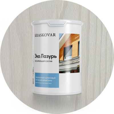 Лессирующая пропитка для древесины Kraskovar «Эко Лазурь», белый 0,9л 1180