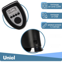 Настольный светильник Uniel c часами 5W TLD-542 Black/LED/300Lm/5000K/Dimmer UL-00001816
