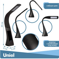 Настольный светильник Uniel c часами 5W TLD-542 Black/LED/300Lm/5000K/Dimmer UL-00001816