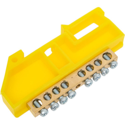 Нулевая шина EKF PROxima N 6х9мм, 8 отверстий, латунь, желтый изолятор, на DIN-рейку sn0-63-08-dz