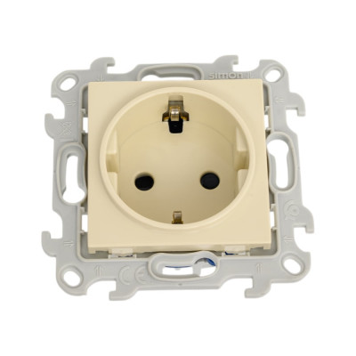 Розетка Simon 2К+З Schuko со шторками, слоновая кость 2450432-031