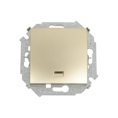 1 клавишный кнопочный выключатель Simon с подсветкой, 16А, 250В, шампань 1591160-034