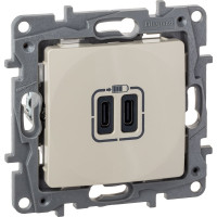 Зарядное устройство Legrand Etika с двумя USB-разъемами тип C-тип C 240 В/5 В 3000 мА слоновая кость 672335