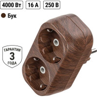 Блок TDM ELECTRIC на 2 гнезда 2П З плоский 16А 250B Эко бук SQ1806-0079