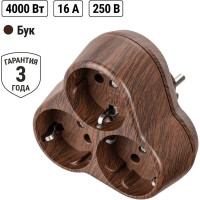 Блок TDM ELECTRIC на 3 гнезда 2П З круглый 16А 250B Эко бук SQ1806-0082