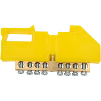 Нулевая шина EKF PROxima N 6х9мм, 8 отверстий, латунь, желтый изолятор, на DIN-рейку sn0-63-08-dz