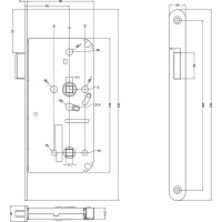 Корпус замка BONAITI B-Klass Mod.17 WC78мм BS55мм с магнитной защелкой, серебристая окраска, фронтальная планка 20х235мм 52523