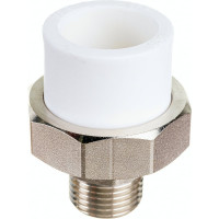 Комбинированная муфта СТМ ПЛАСТ PP-R, разъемная, с наружной резьбой, DN 25х1/2" CPRM2512