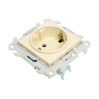 Розетка Simon 2К+З Schuko со шторками, слоновая кость 2450432-031