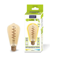 Светодиодная лампа General Lighting Systems Филамент прозрачный золотой E27 7Вт 540Лм 2700К Теплый белый свет Труба GLDEN-ST64SS-7-230-E27-2700 655306