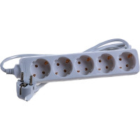 Бытовой удлинитель General Lighting Systems 5 розеток, с заземлением, без выключателя, 5 метров, 16А, 3500Вт, Белый GES-16-3x100-5-5m 470011