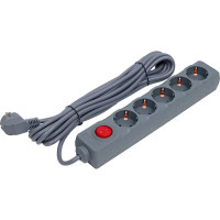 Cетевой фильтр Uniel, S-GSU5-5 GREY, серия Universal, 5м, Пвс 3*0,75, 5 гнезд, с/з, 10А, UL-00001749