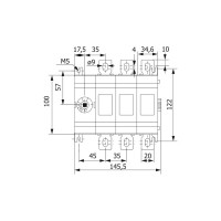 Рубильник EKF 160A 3P реверсивный без рукоятки управления TwinBlock tb-s-160-3p-rev