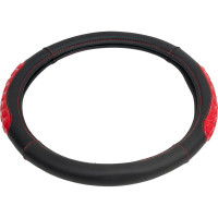 Оплётка руля AUTOPROFI экокожа, массажные вставки AP-2060 BK RD M