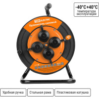 Силовой удлинитель TDM ELECTRIC УКз16-004, IP44, 4 места/40м, КГ, 3х1.5, пластмасса, катушка SQ1301-0545