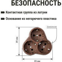 Блок TDM ELECTRIC на 3 гнезда 2П З круглый 16А 250B Эко бук SQ1806-0082