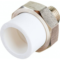 Комбинированная муфта СТМ ПЛАСТ PP-R, разъемная, с наружной резьбой, DN 25х1/2" CPRM2512