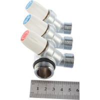 Коллектор Tiemme Maxima НВ, 3/4", с вентилями, 3 выхода, 1/2", Н 36 мм, хром 1860005