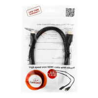 Кабель Cablexpert HDMI-miniHDMI v2.0, 19M/19M, 1.8м, 3D, Ethernet, медь, позол.разъемы, экран, черный CC-HDMI4C-6
