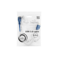 Кабель Cablexpert Pro USB 3.0 AM/micro BM 9P, 30см, экран, синий, пакет CCP-mUSB3-AMBM-1