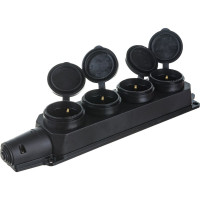 Розеточная колодка General Lighting Systems GSB-16-4-G-IP44 (16 А, 4 места, с/з, IP44, черная, каучук) 470029