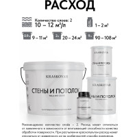 Краска интерьерная Kraskovar «Стены и Потолок» влагостойкая, моющаяся 2л 1348