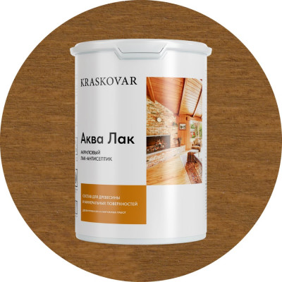 Акриловый лак-антисептик Kraskovar «Аква Лак», дуб 0,9л 1323