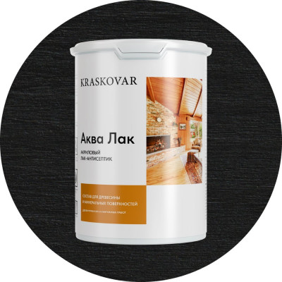 Лак-антисептик акриловый Kraskovar «Аква Лак», Чёрный сапфир, 0,9 л 1325