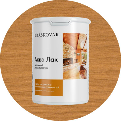 Акриловый лак-антисептик Kraskovar «Аква Лак», тик 0,9л 1322