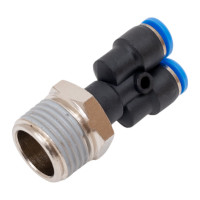 Тройник цанговый прямой с наружной резьбой (1/2M; 6 мм) SHPI PWT 06-R04