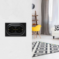 Двойная розетка OneKeyElectro, с заземлением, винтовые контакты, цвет чёрный 1E10401303 2172813
