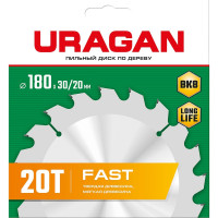 Диск пильный по дереву URAGAN Fast (180х30/20 мм; 20Т)  36800-180-30-20_z01