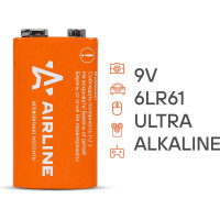 Батарейка Airline 6LR61/Крона, 9V, щелочная, 1 шт. 9V-01