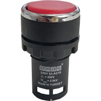 Нажимная моноблочная кнопка Emas красная 22мм, IP40, 1НЗ, 0,3А, 240В MB200DK