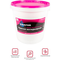 Интерьерная водно-дисперсионная суперстойкая краска KRAFOR 40 кг 41834