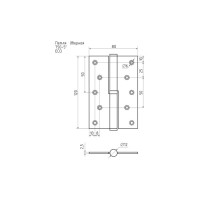 Петля НОРА-М ЕСО 750-5"-FHP-ECO медн.покр. левая 120х80х2,5 15454