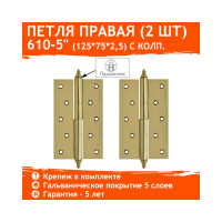 Петля НОРА-М 610-5" PB латун.покр. правая 2,5 мм №2 10620
