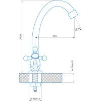 Смеситель stOMEGA Омега маховик крест, крепление под гайку 3310