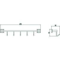 Планка с 5 крючками Savol хром S-009575 23191