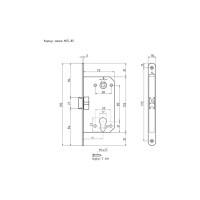 Корпус замка НОРА-М М25-85 мм ст.медь, под цилиндр 9625